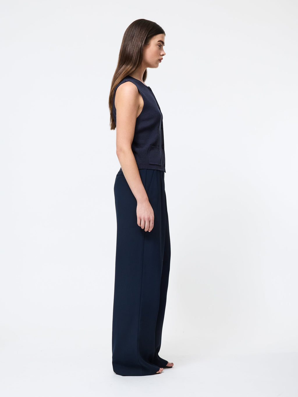 Versatile Knit Vest with Self-Covered Buttons