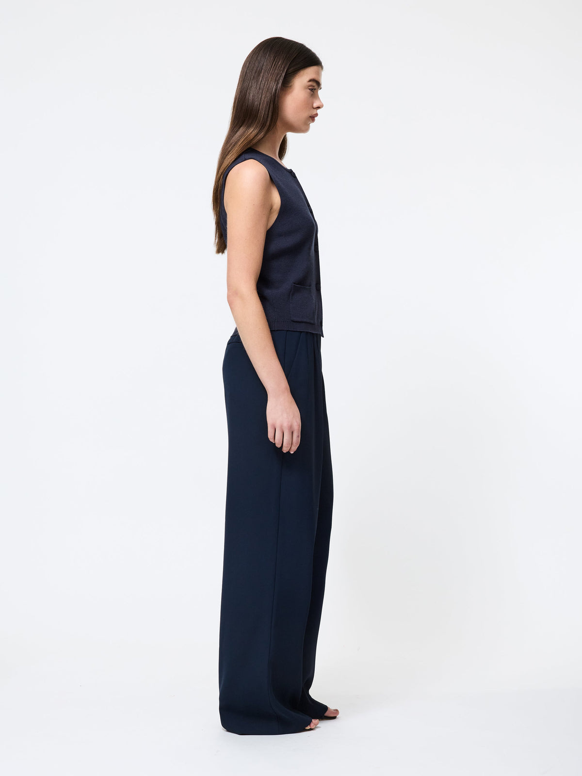Versatile Knit Vest with Self-Covered Buttons