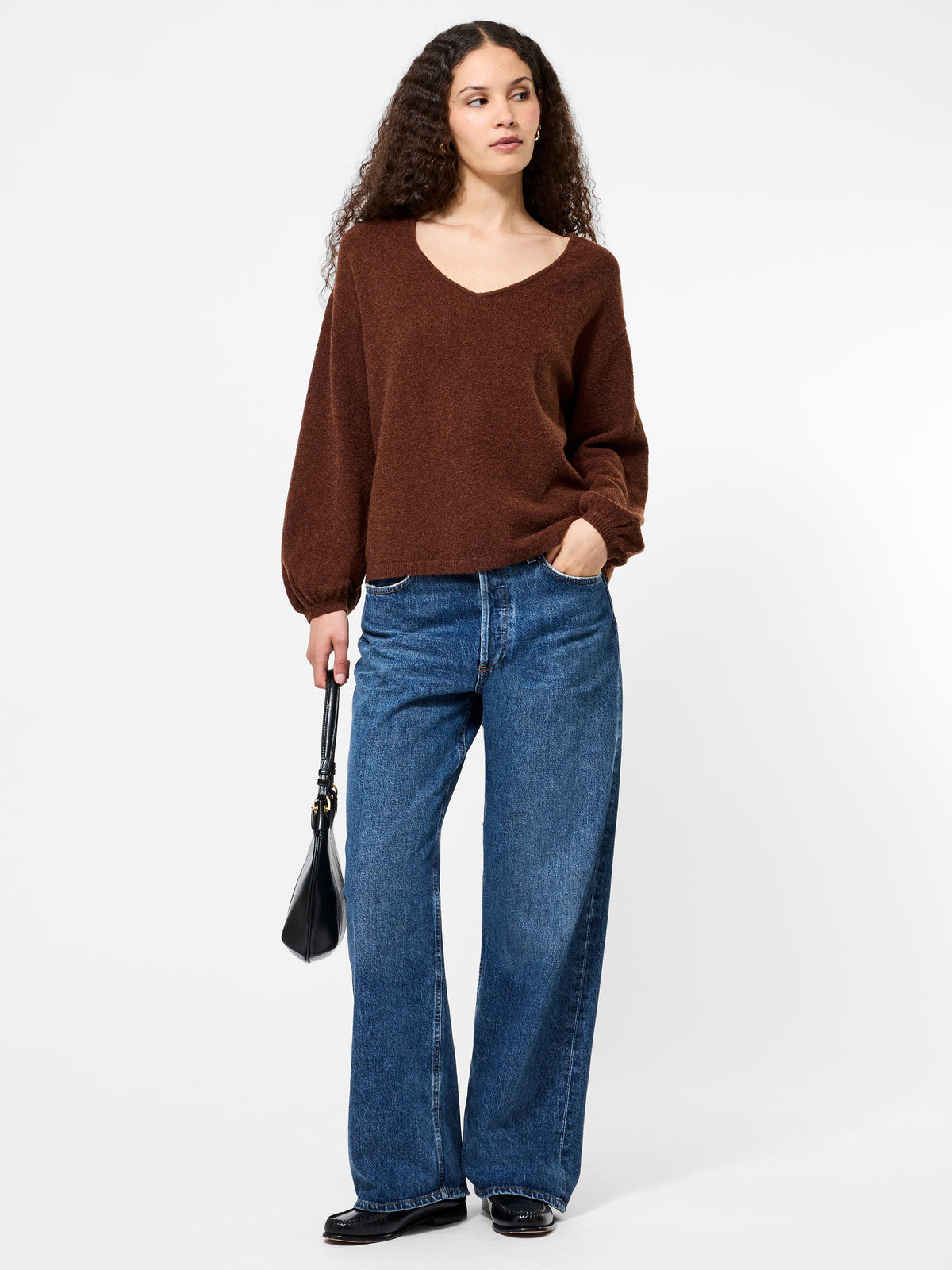 Slouchy V-Neck Knit Pullover