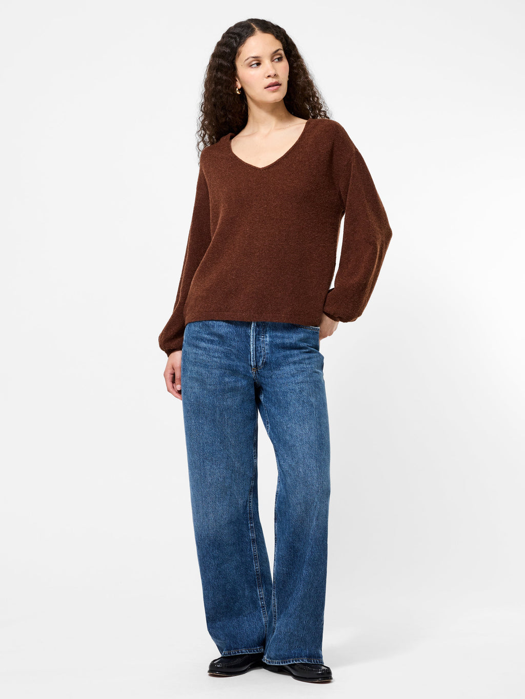 Slouchy V-Neck Knit Pullover