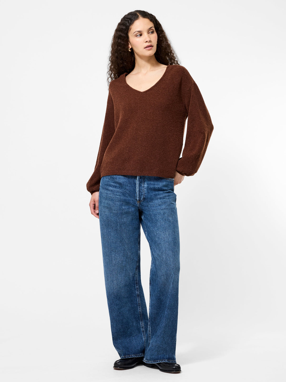 Slouchy V-Neck Knit Pullover