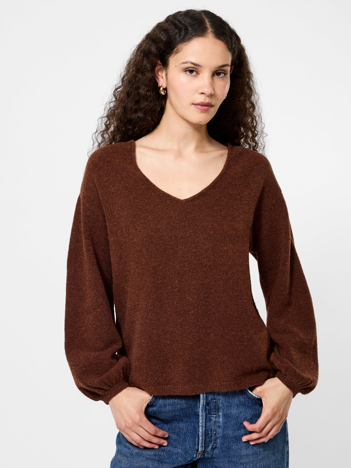 Slouchy V-Neck Knit Pullover