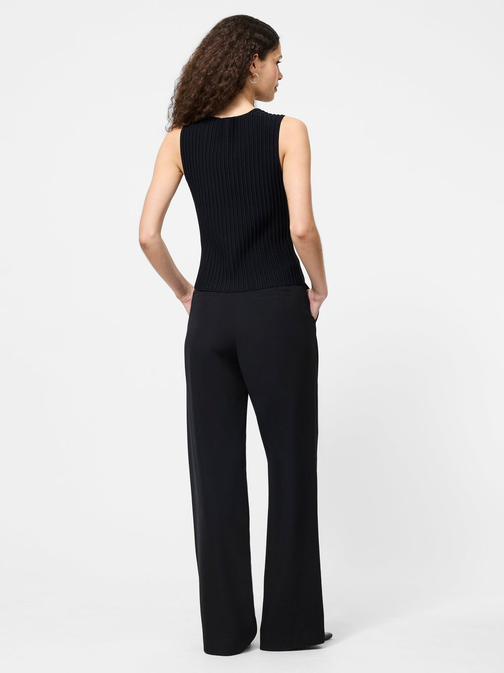 ‌Ribbed Knit Square-Neck Tank