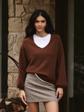 Slouchy V-Neck Knit Pullover
