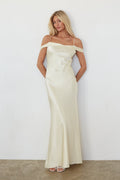 Fold-Over A-Line Satin Maxi
