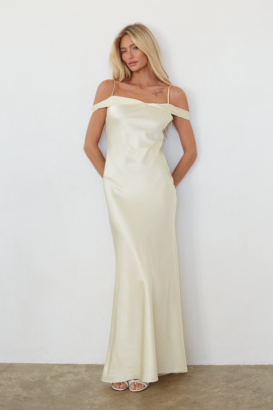 Fold-Over A-Line Satin Maxi