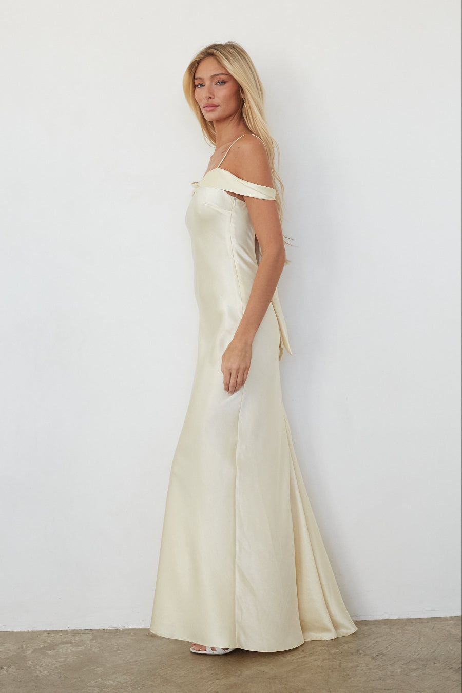 Fold-Over A-Line Satin Maxi