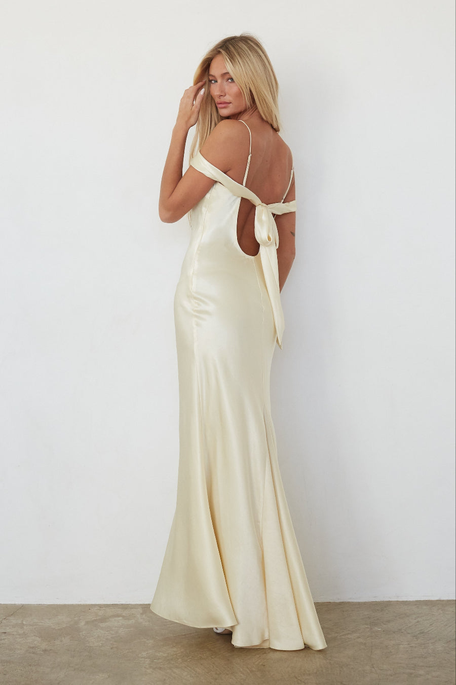 Fold-Over A-Line Satin Maxi
