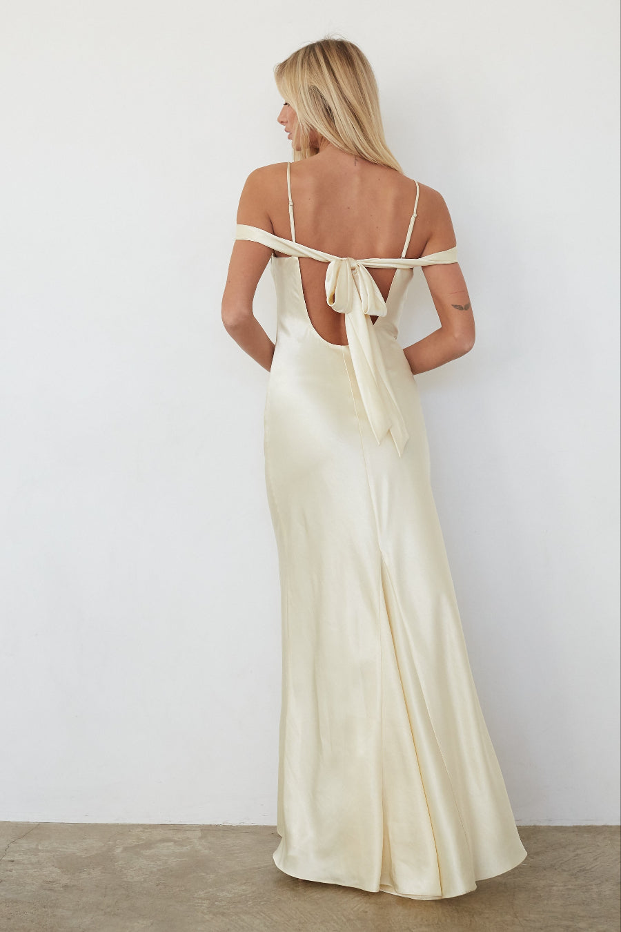 Fold-Over A-Line Satin Maxi