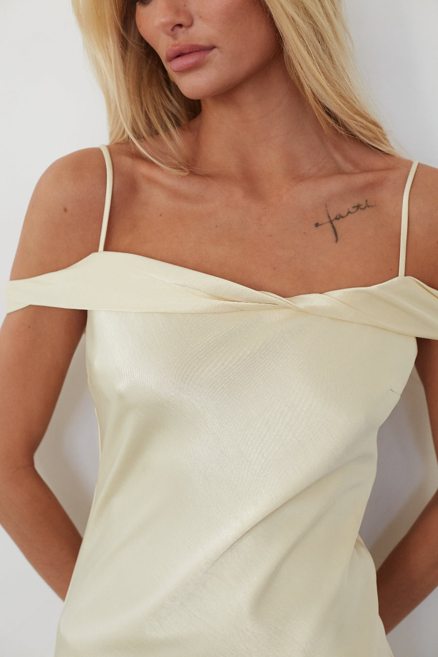 Fold-Over A-Line Satin Maxi