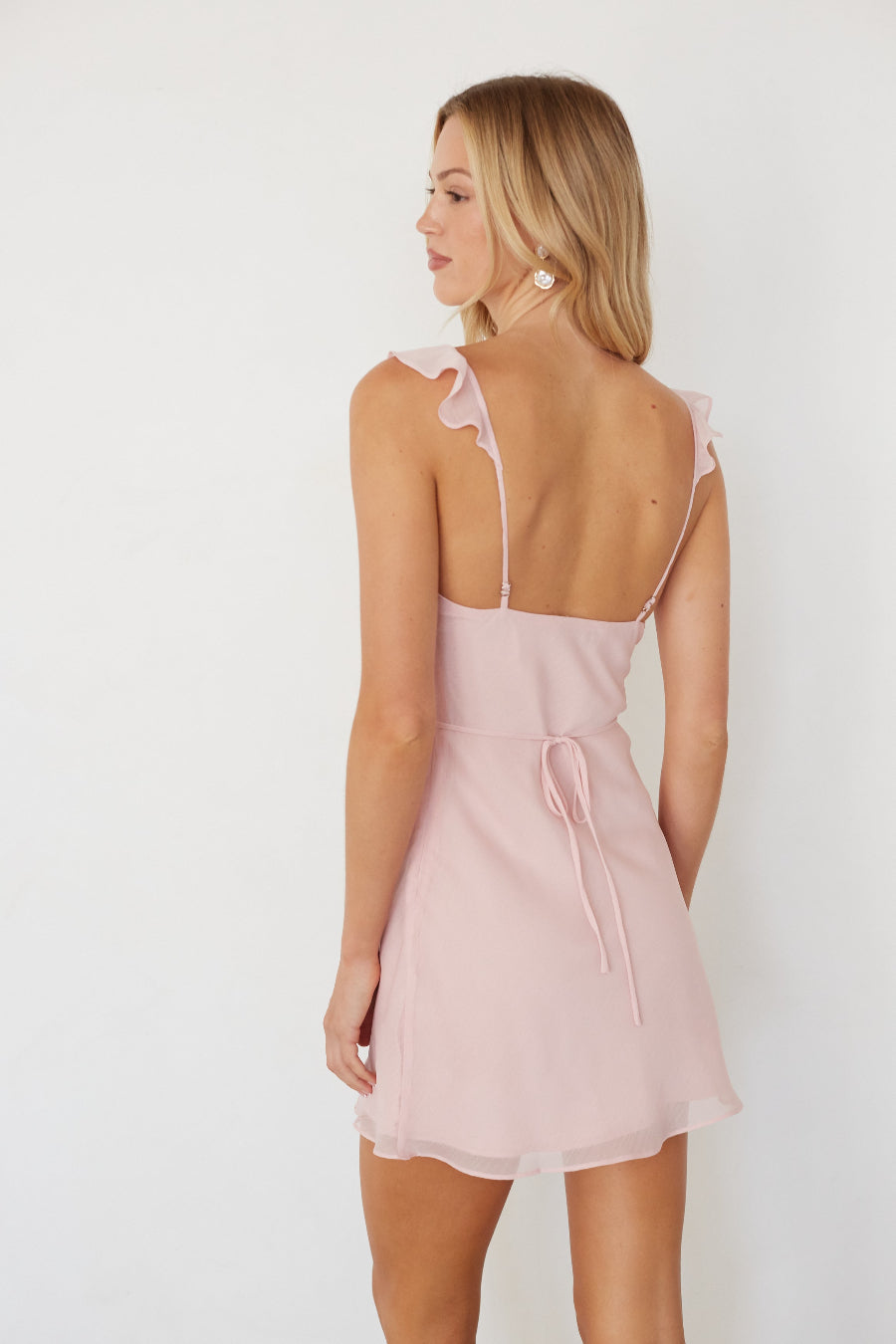 Ruffle-Strap Plunge Cinch Mini