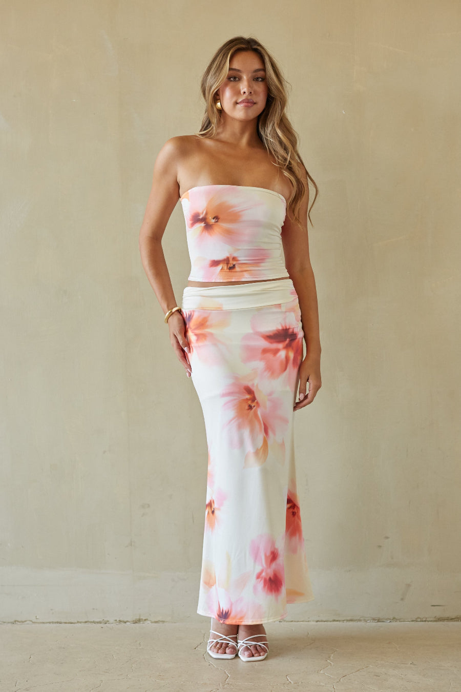 Floral Elastic-Waist Maxi