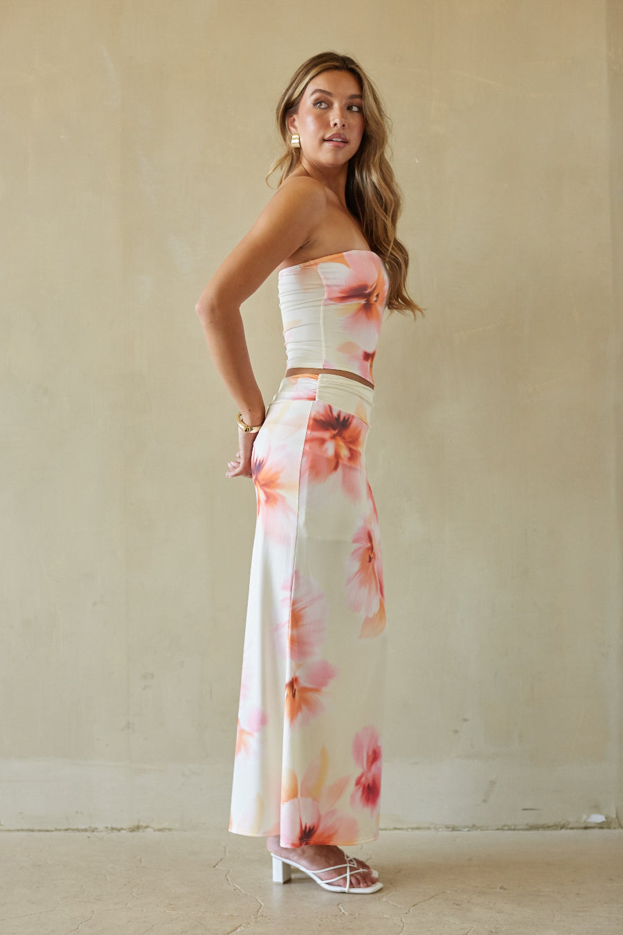 Floral Elastic-Waist Maxi
