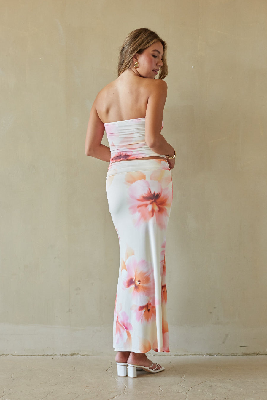 Floral Elastic-Waist Maxi
