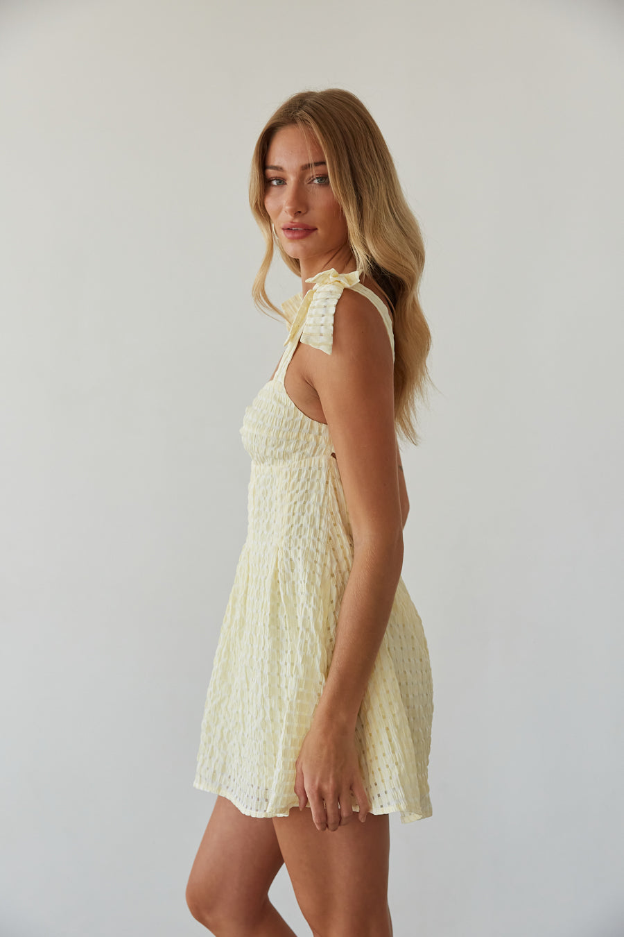 White Gingham Bow Mini