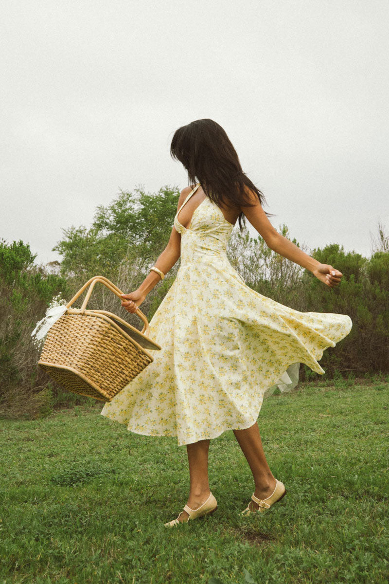 Corset Lace-Up Floral Midi
