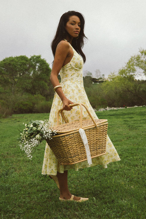 Corset Lace-Up Floral Midi