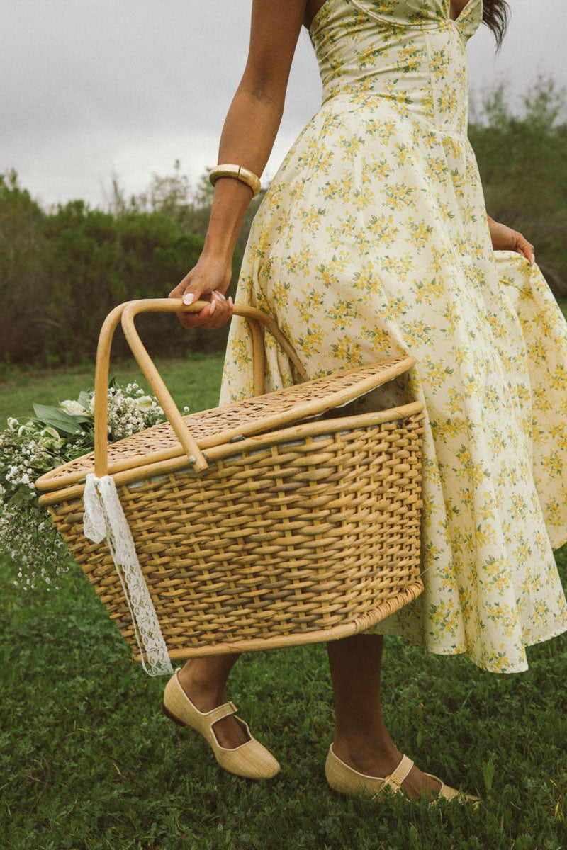 Corset Lace-Up Floral Midi
