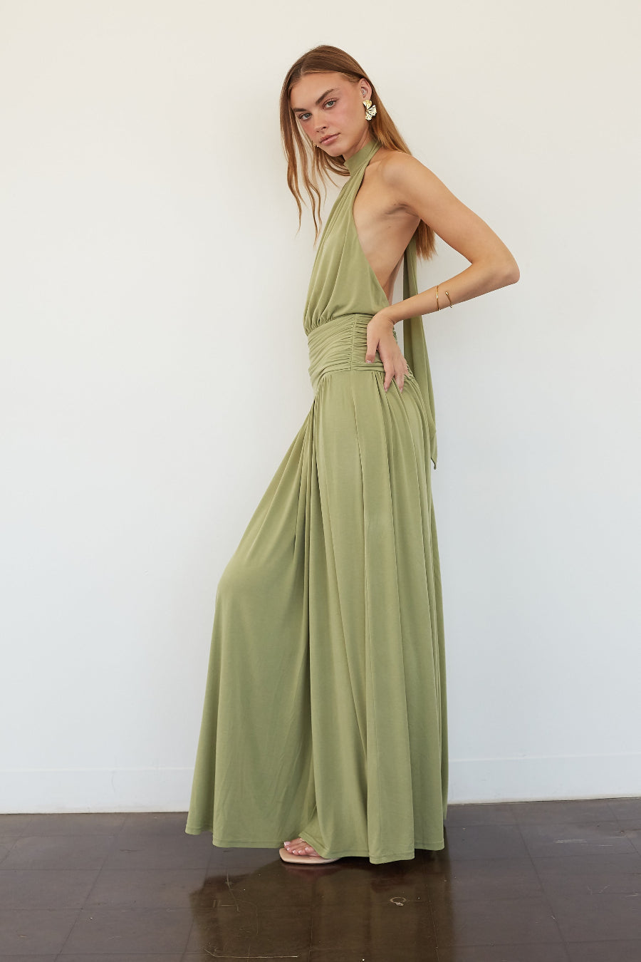Bow-Tie Cinched Asymmetrical Maxi