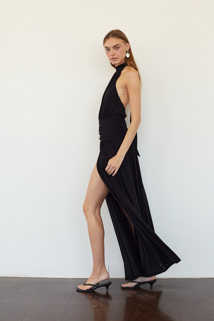 Bow-Tie Cinched Asymmetrical Maxi