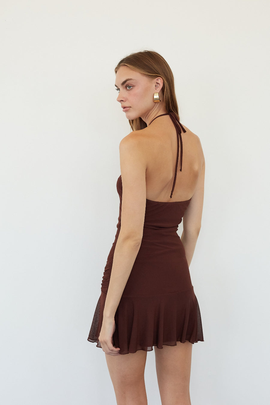 High Neck Bow-Tie Mesh Mini
