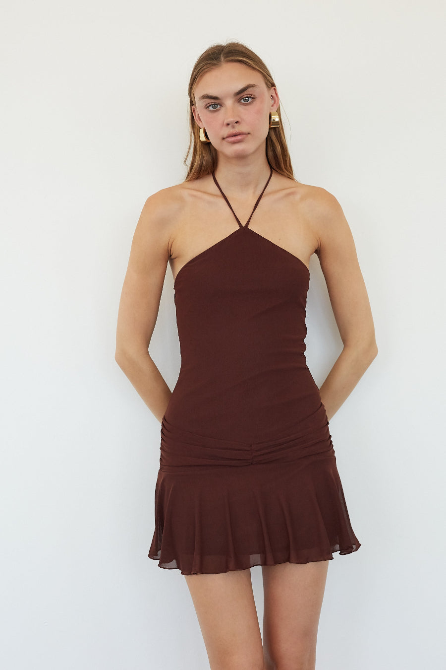 High Neck Bow-Tie Mesh Mini
