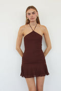 High Neck Bow-Tie Mesh Mini