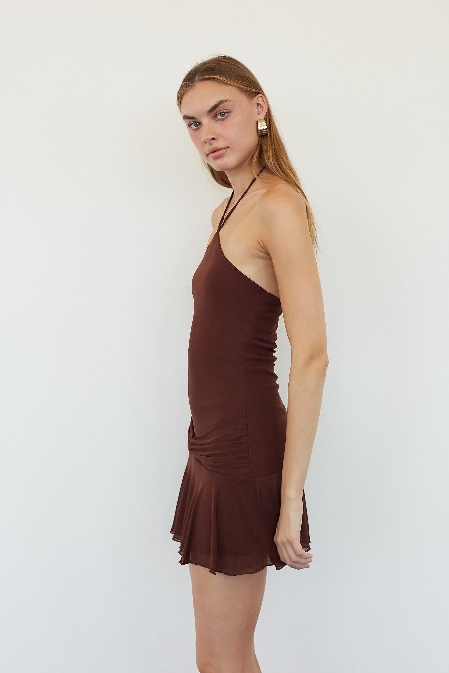 High Neck Bow-Tie Mesh Mini
