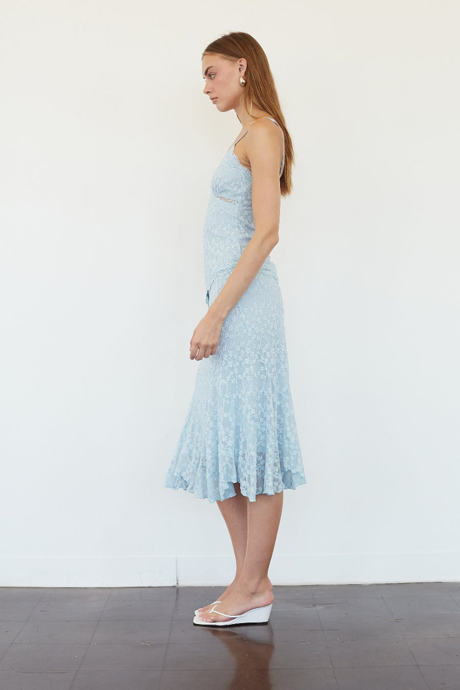 Floral Lace Tiered Midi