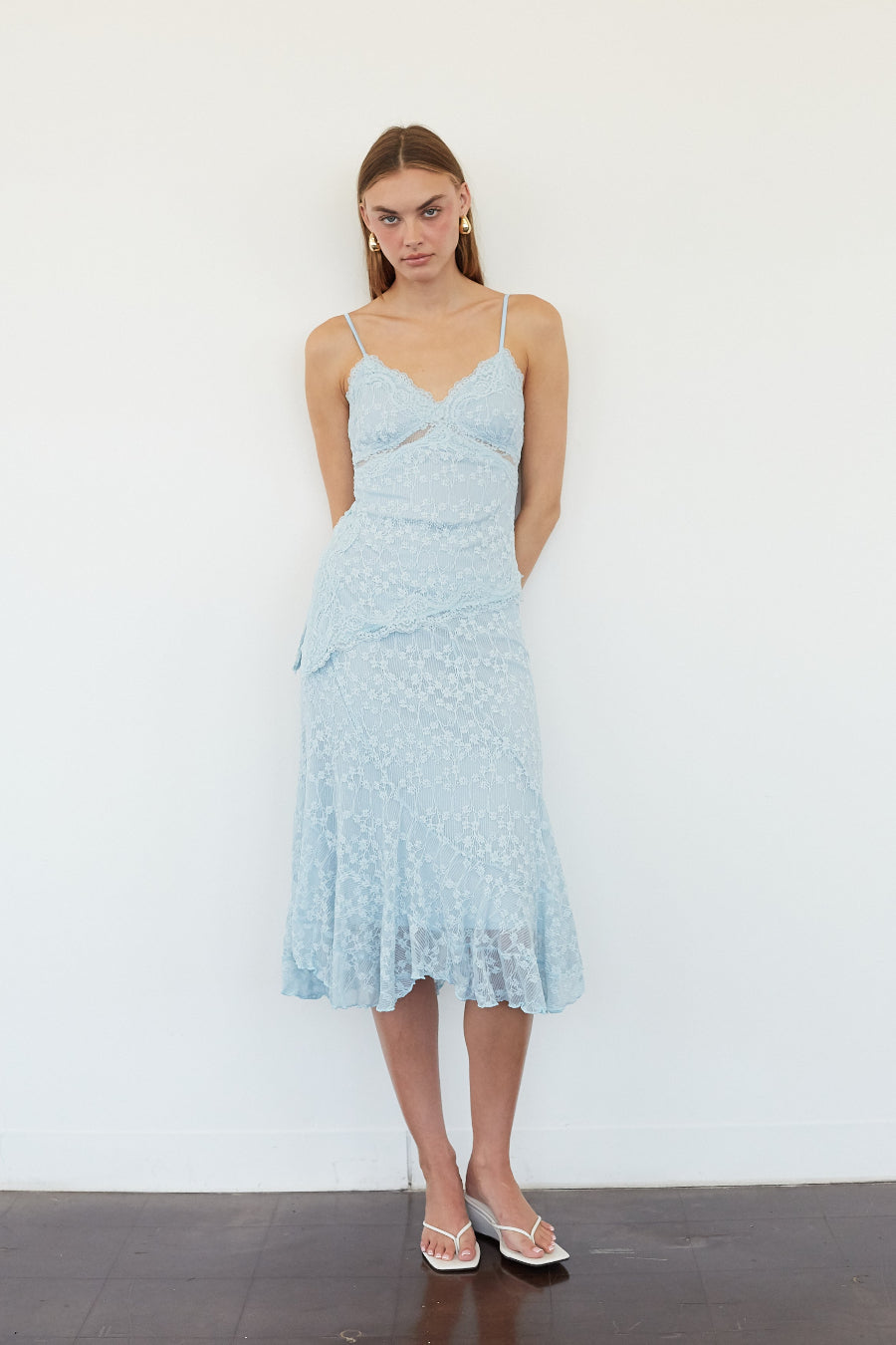 Floral Lace Tiered Midi