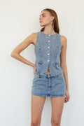 Button-Up High Crew Crop Top
