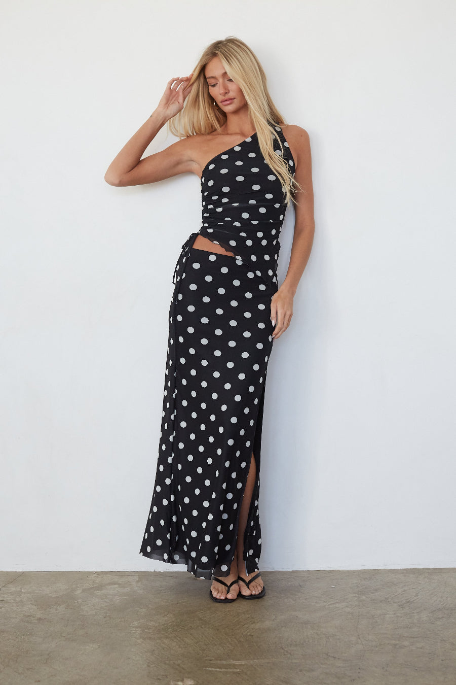 Side-Tie Ruched Polyester Crop