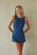 Denim High-Neck Zip Romper
