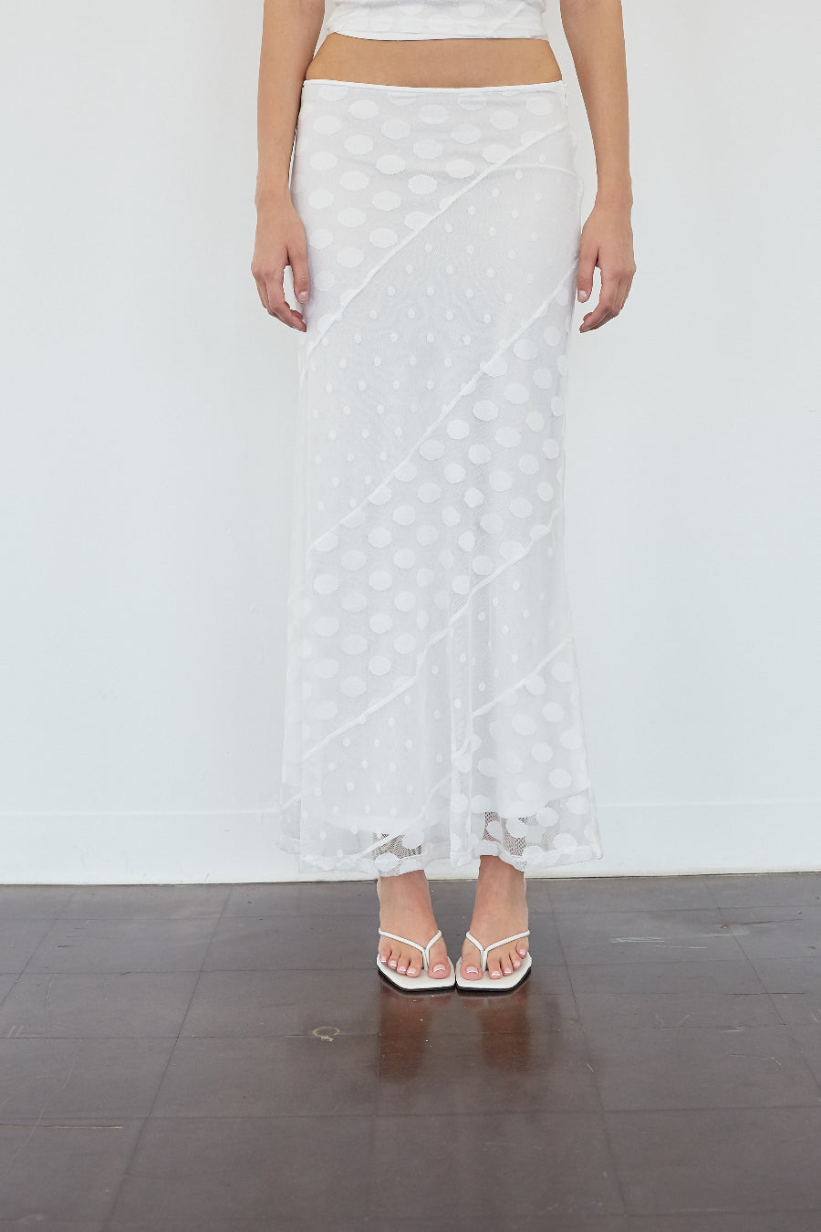 Low Rise Polka Dot Mesh Maxi