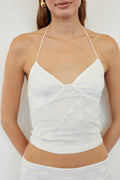 Thin Strap Polka Dot Mesh Halter