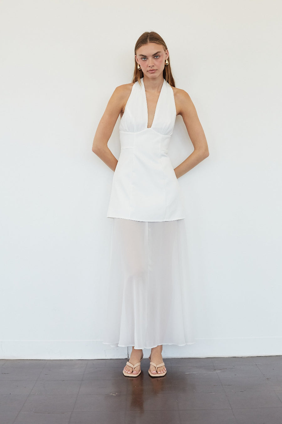 Bow-Tie Fit-and-Flare Chiffon