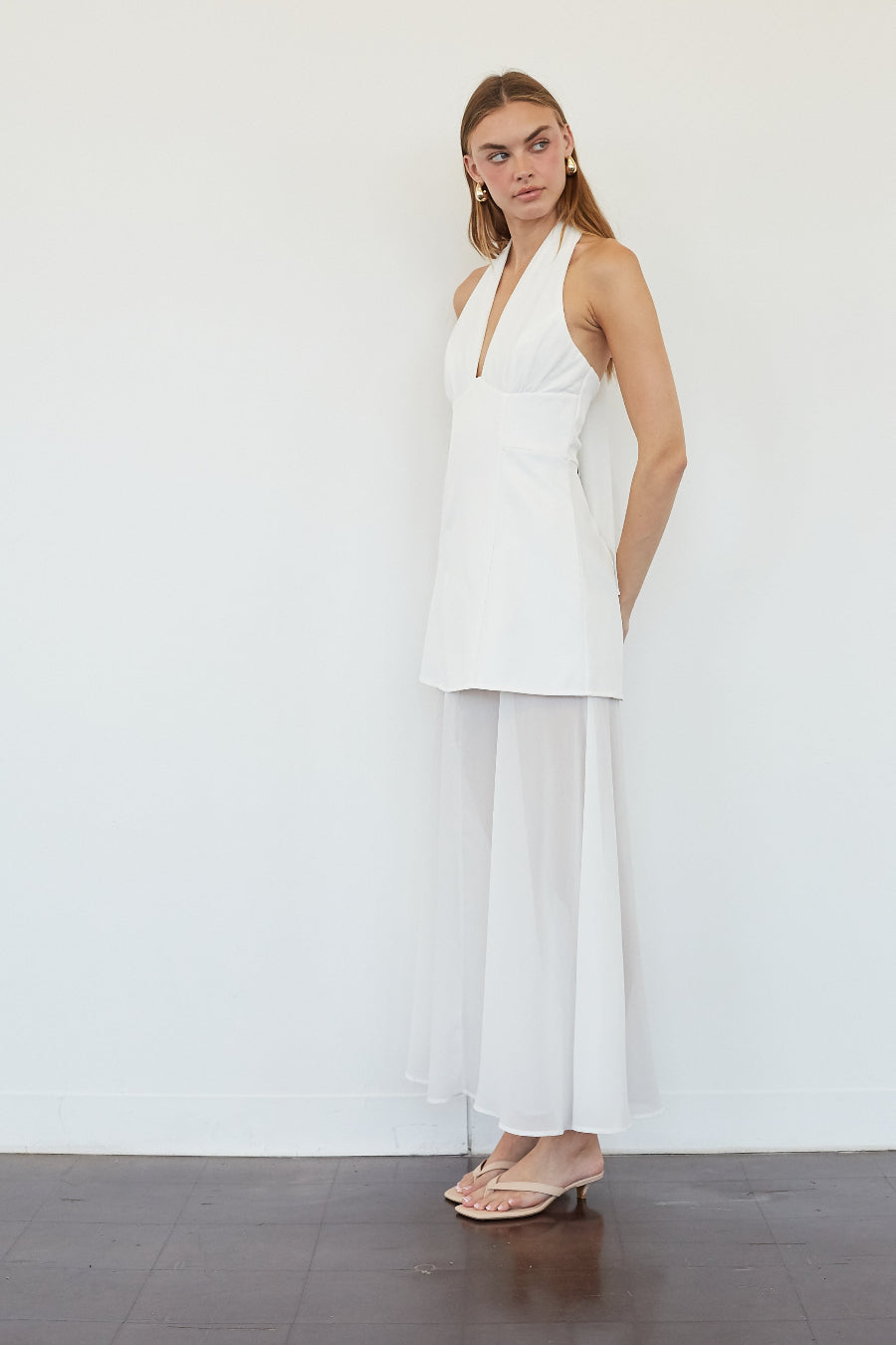 Bow-Tie Fit-and-Flare Chiffon