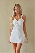 Cinched Sweetheart Linen Romper