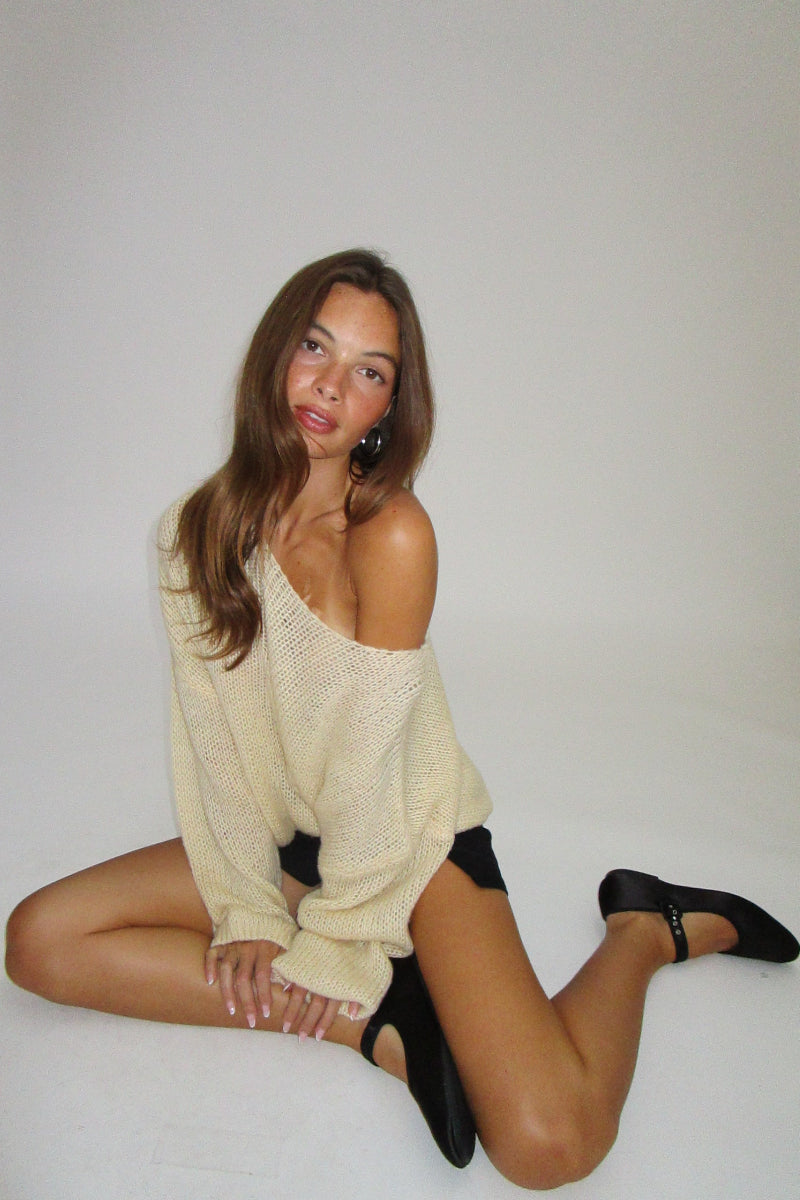 Soft Drape Boat-Neck Sweater