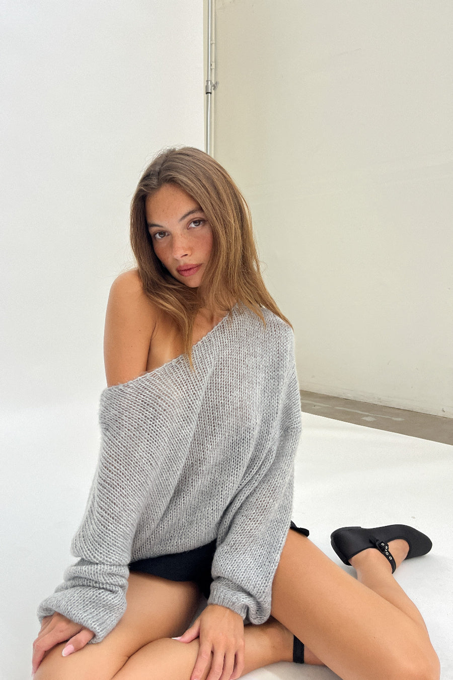 Soft Drape Boat-Neck Sweater