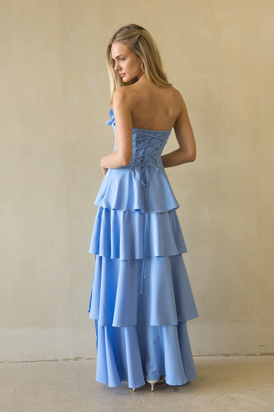 Tiered Ruffle Side-Slit Maxi
