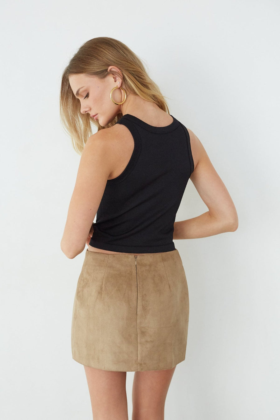 High-Waist Suede Hidden Short Skort