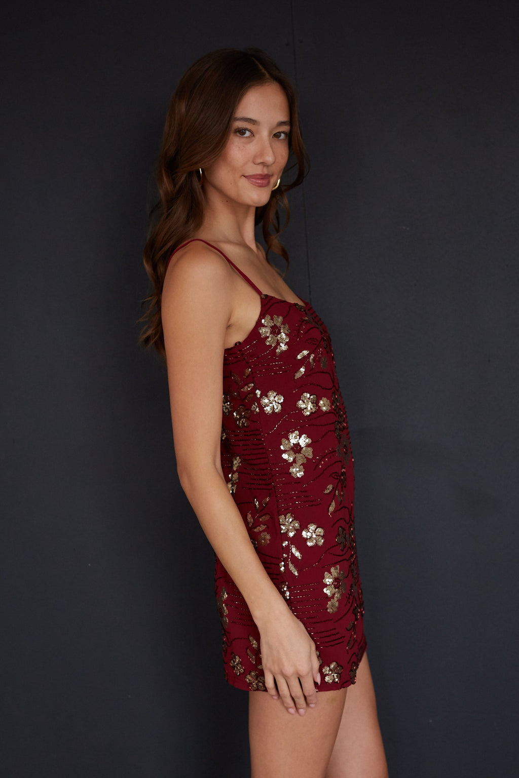 Floral Sequin A-Line Mini