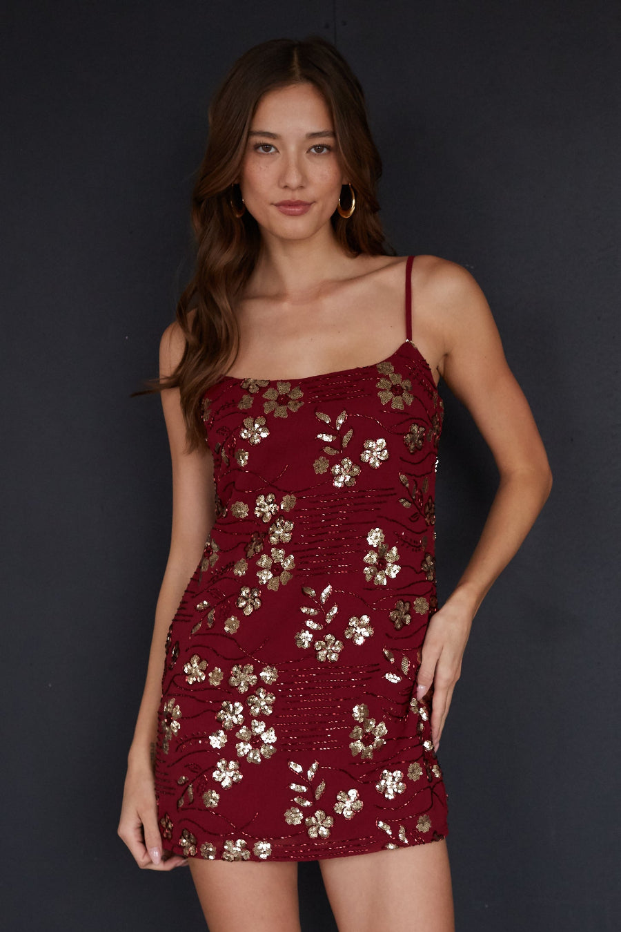 Floral Sequin A-Line Mini