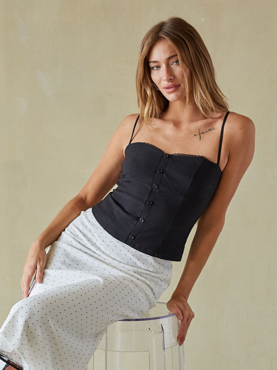 Lace Trim Polyester-Lined Crop