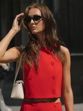 ‌Double-Breasted Sleeveless Top