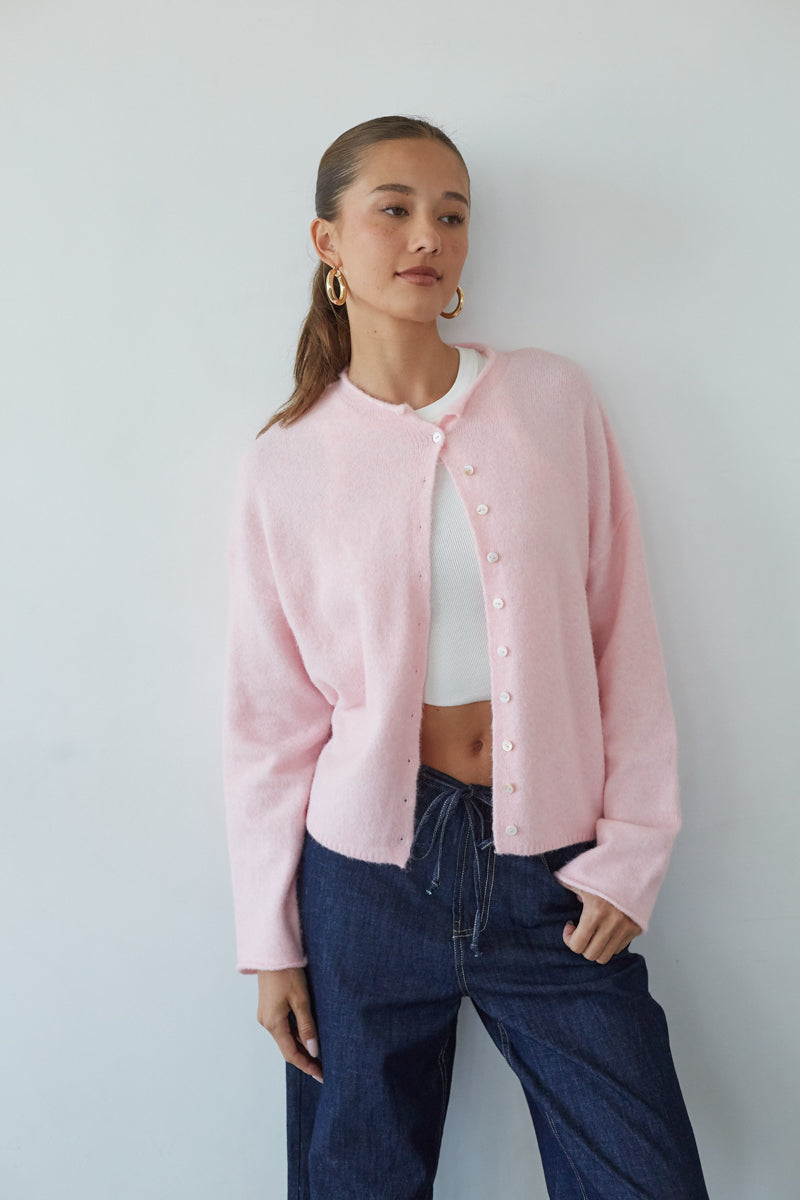 Crew Neck Soft Cardigan