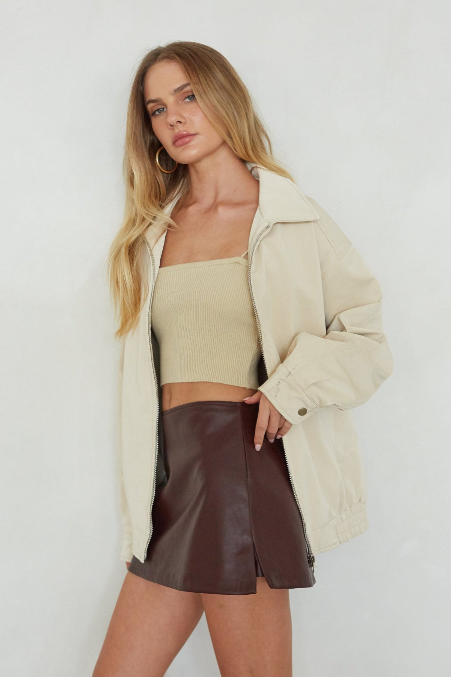 Velour Lined Back-Zip Skort
