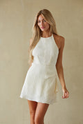High-Neck Ruched Crinkle Mini