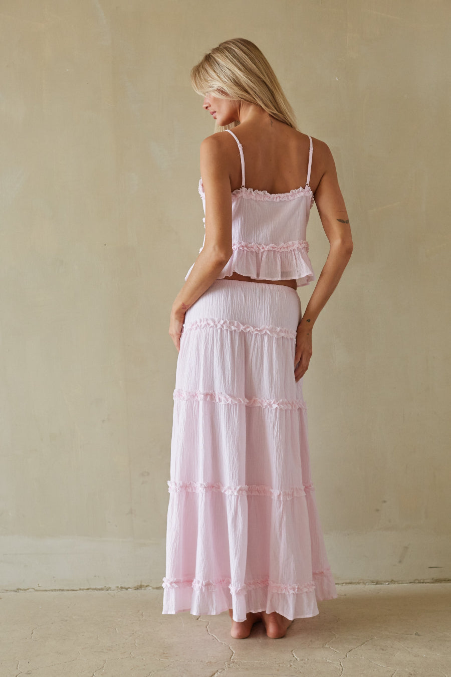 Tiered Crinkle Cotton Maxi